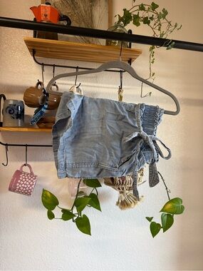 Light Blue Women's Tie-Waist Shorts